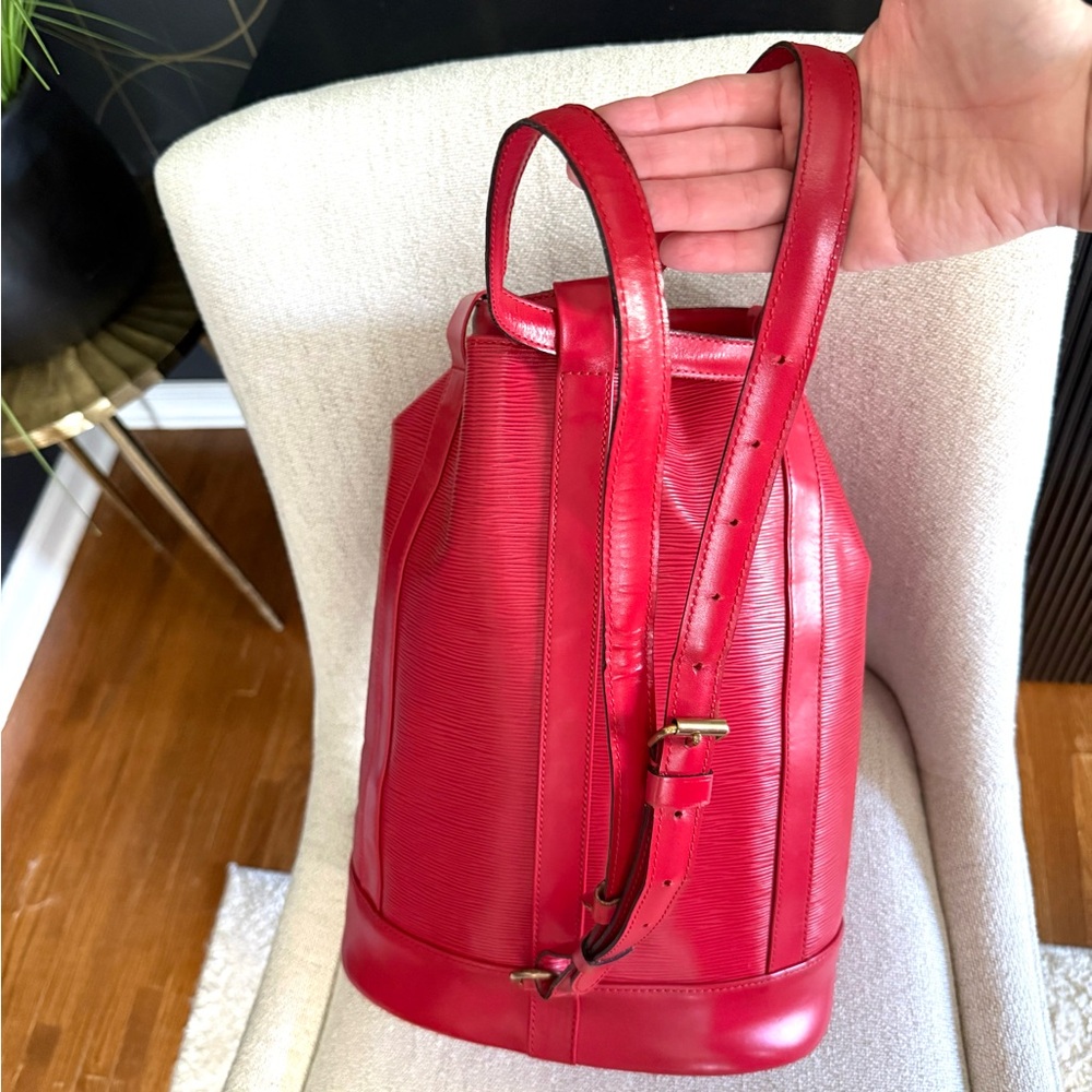 Authentic Louis Vuitton Randonnée backpack shoulder bag red Epi leather M52357 - Picture 12 of 16
